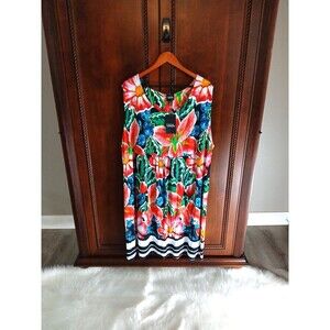 NWT ULLA POPKEN Women's Size 28/30 Beautiful Floral Shift Dress Multicolor